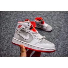 Air Jordan 1 Kids Grey Orange Shoes