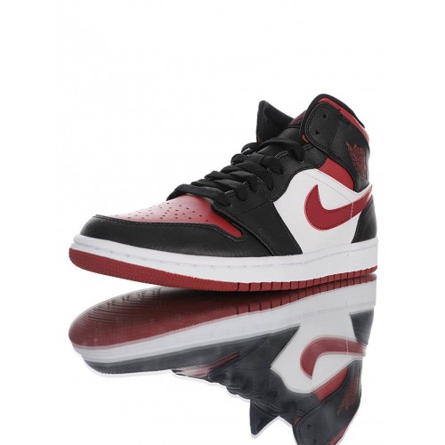 Shop Real 60% OFF Air Jordan 1 Mid Bred To 554724-066 Black Red White ...