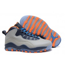 New Air Jordan 10 Retro "Bobcats" Wolf Grey/New Slate-Atomic Orange-Dark Powder Blue Shoe