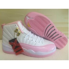 New Style Girls Air Jordan 12 GS White/Real Pink Online