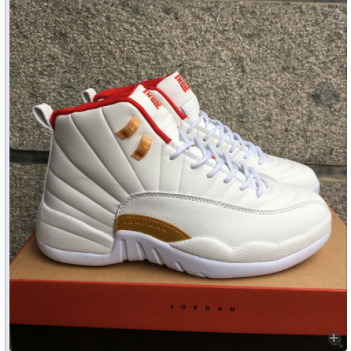 jordan 12 white and red gold