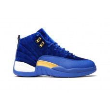 New Style Air Jordans 12 Blue Velvet-Gold/White