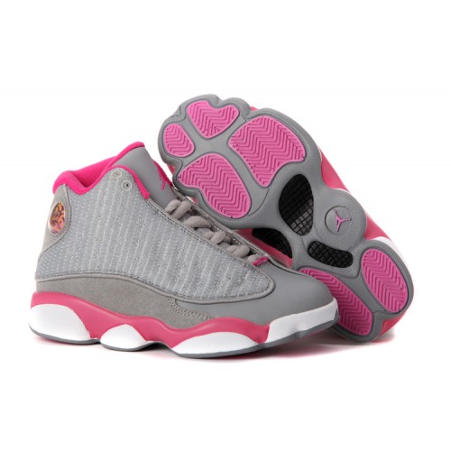 pink grey and white jordan 13