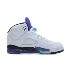 Air Jordan 5 Retro White/New Emerald-Grape-Ice Blue Shoes