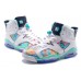 Air Jordan 6 GS "Floral Print" White Blue Shoes