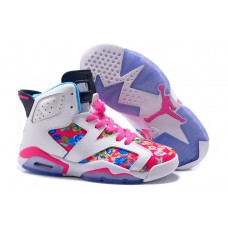 Air Jordan 6 GS "Floral Print" Pink White Shoes